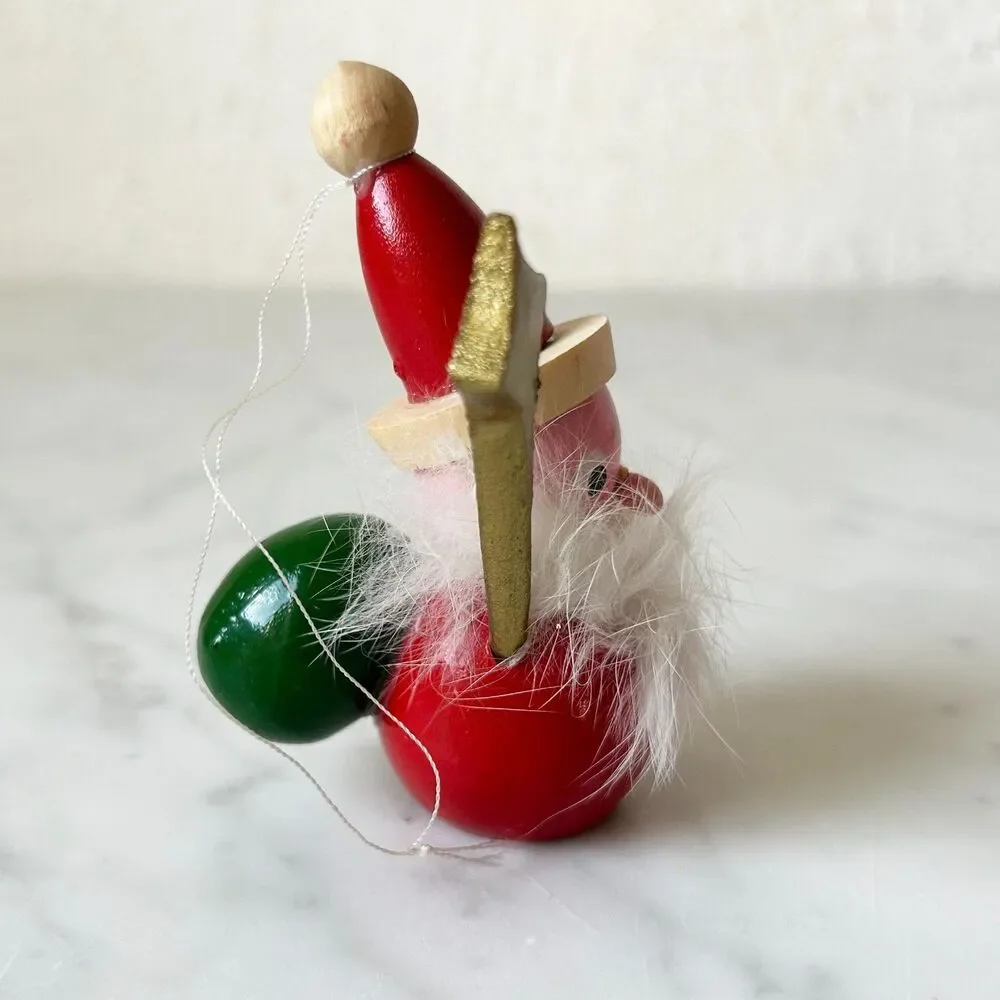 Vintage Steinbach Christmas Ornament Wooden Santa Gold Scepter Made in Germany
